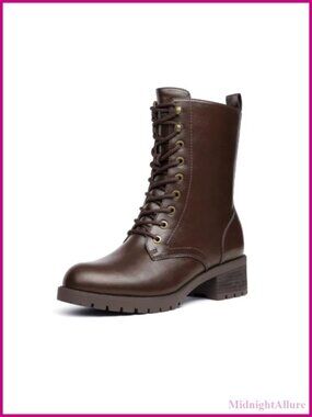 Lace-Up Combat Boots Mid-Calf Military Winter Boots Women